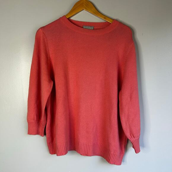 Pure Collection Wool Cashmere Crewneck Sweater Women's 18 Pink Preppy Soft Chic - Picture 1 of 7